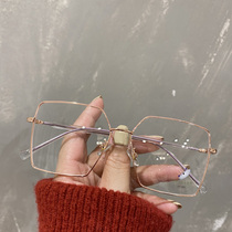 Little Red Book anti blue glasses female Square round face thin student Net red plain face big frame can be equipped with myopia eye frame male