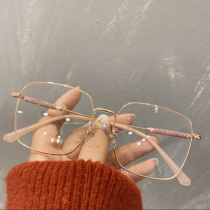 Little Red Book super light metal retro myopia glasses female Square with degree glasses frame plain net red eye frame tide