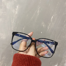 Glasses female ultra light tr90 small red book square anti-blue big frame glasses plain face thin net red eyes frame male