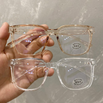 Anti-Blue Ray anti-radiation gray frame glasses female plain face thin face super light TR90 square flat light myopia glasses frame male tide