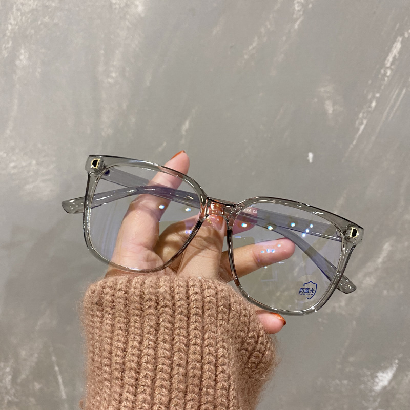 Anti-blue light anti-radiation black frame glasses female plain face thin face ultra-light TR90 large square flat light myopia glasses frame male