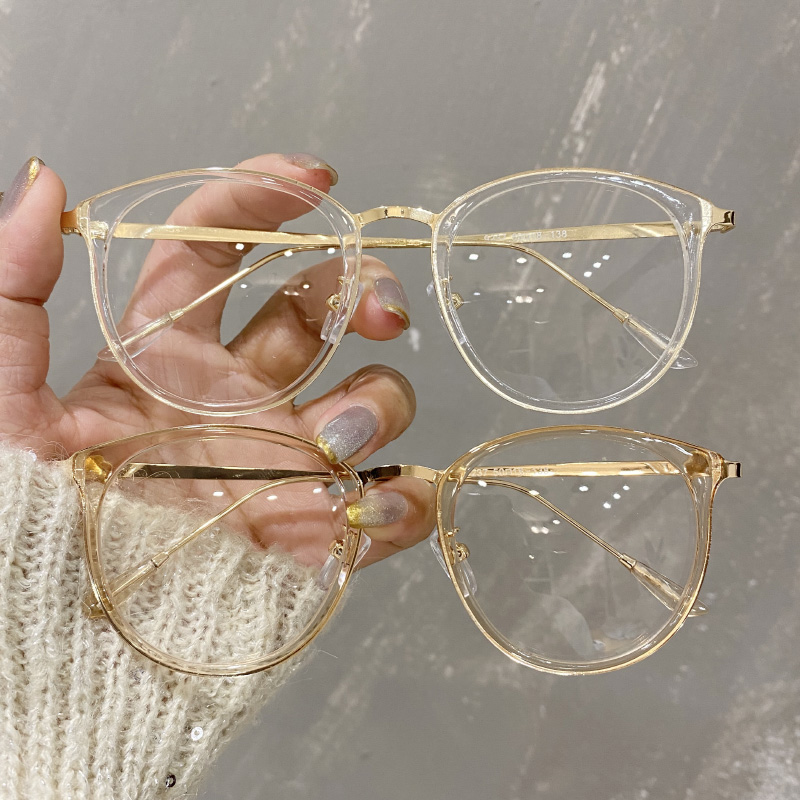 Eye frame female large face Slim Oval glasses can be matched with myopia fashion mirror face vegan with small red book net red tide male