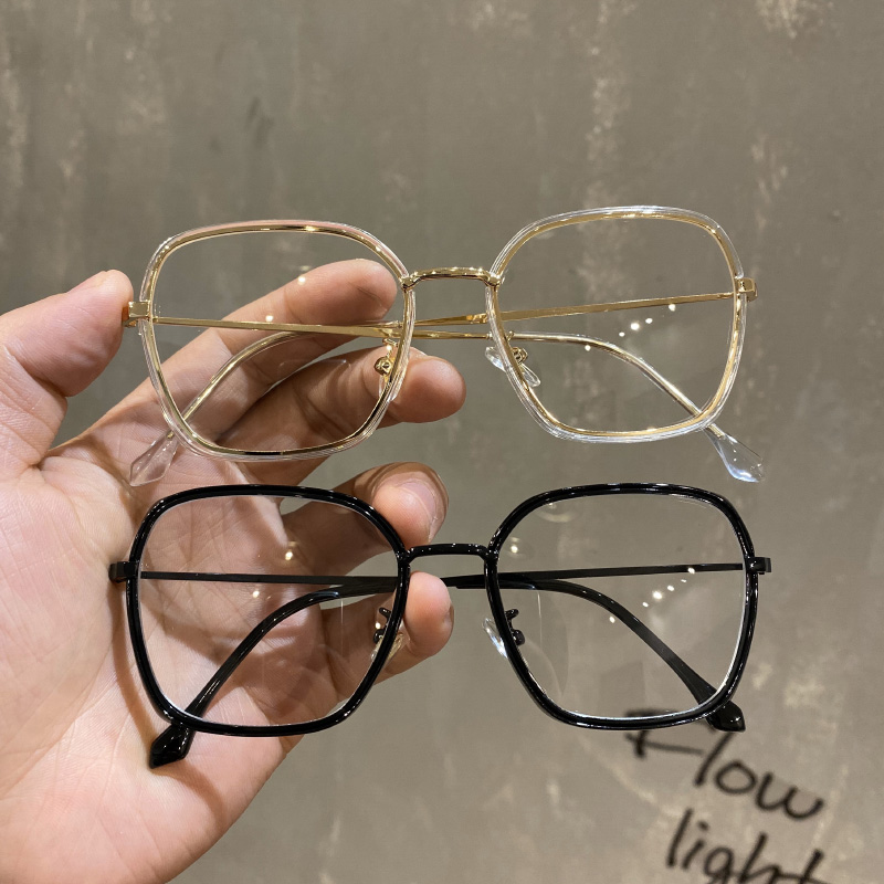 ins glasses female retro mesh red round face black transparent flat mirror personality box mesh red vegan face myopia mirror frame