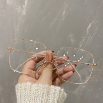 Ultra light retro square anti-blue glasses women with degrees small red book glasses frame plain face thin face eye frame male tide
