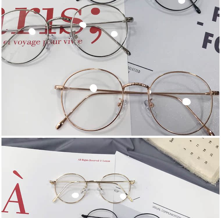 Phiên bản tiếng Hàn của kim loại retro gọng kính chống bức xạ nữ lưới đỏ tròn khung phẳng gương văn học kính khung nam - Kính khung kính nam đẹp