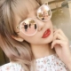 Kính râm nữ phiên bản Hàn Quốc của thủy triều Retro Harajuku đơn giản in hình tai mèo kính râm phản quang kính râm mềm