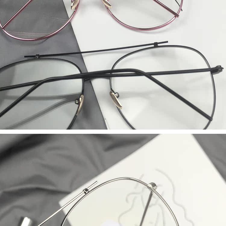Kính gọng kính nam và nữ phiên bản Hàn Quốc của kim loại retro toàn khung mỏng gương phẳng thời trang hoang dã có thể được trang bị cận thị gọng kính gentle monster