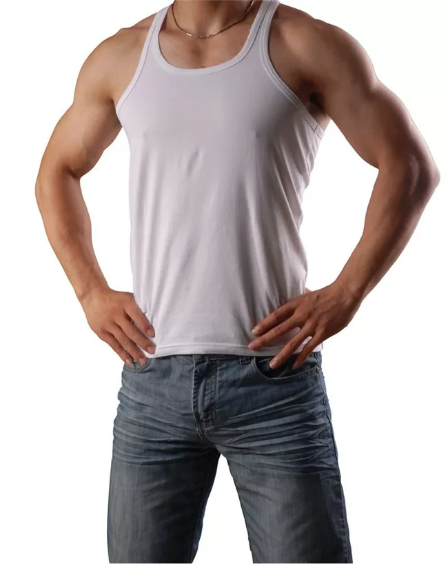 С vest with a round collar, cotton sports T-shirt sleevless, square neckline