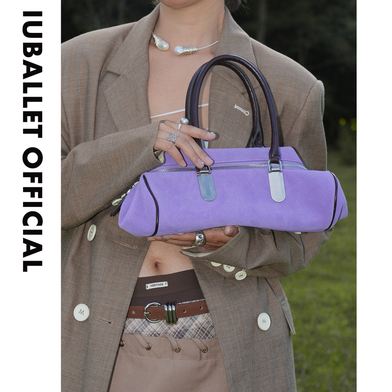 Iuballet 2026 Suede Boston Bag for Women, Niche Designer Handbag with a High-End Feel, Shoulder Bag