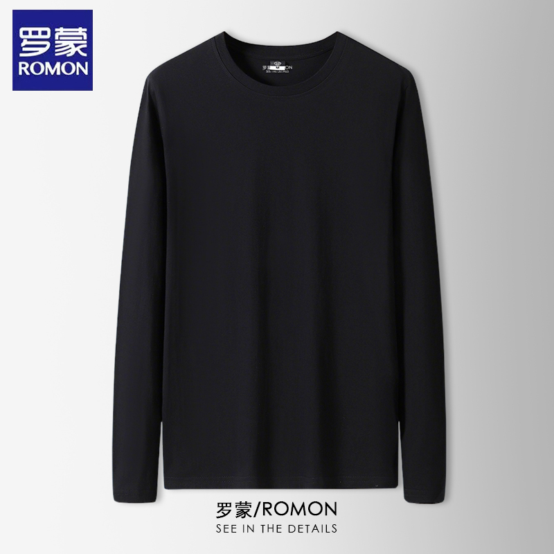 [Limited Time Offer: Buy Two, Get One Free] Romon Men's Long-Sleeved T-Shirt, Spring and Autumn Style, Pure Cotton, Soft and Comfortable Base Layer Shirt