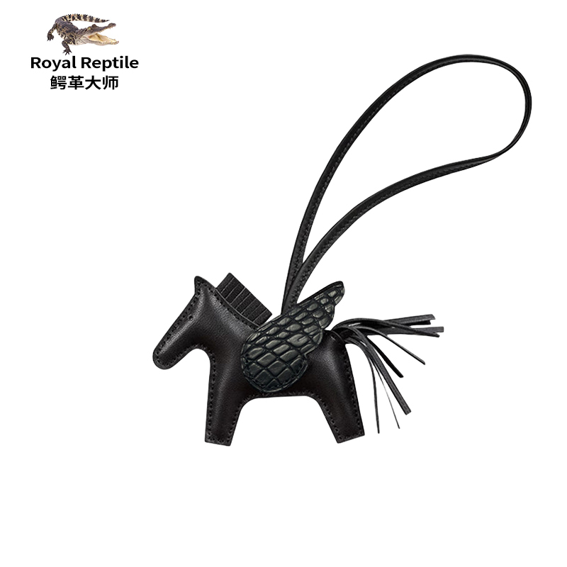 Little Pegasus Bag Pendant Car Keychain Ornament Cute Backpack Pendant Handmade Sheepskin and Crocodile Leather Piece