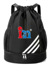 Black and yellow basketball bag with printed logo