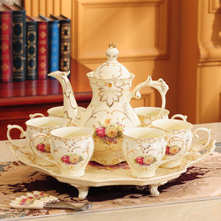 Water Cup Tea Set Set Home European Style Living Room Ceramic Water Set Cup Tea Cup Teapot Complete Set Luxury with Tray