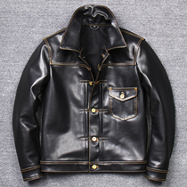 First layer vegetable tanned batik leather jacket 506 fashion leather leather men short street motorcycle denim leather jacket