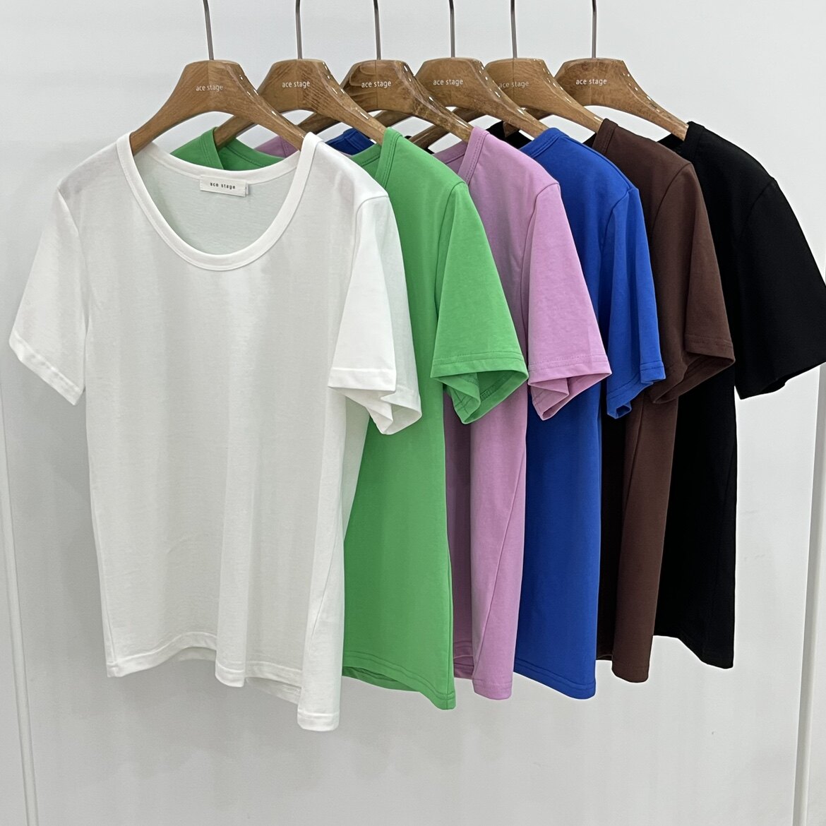 Ace South Korea Ouni 2022 Summer new pure cotton short sleeve T-shirt women's time for a slim 100 lap blouse