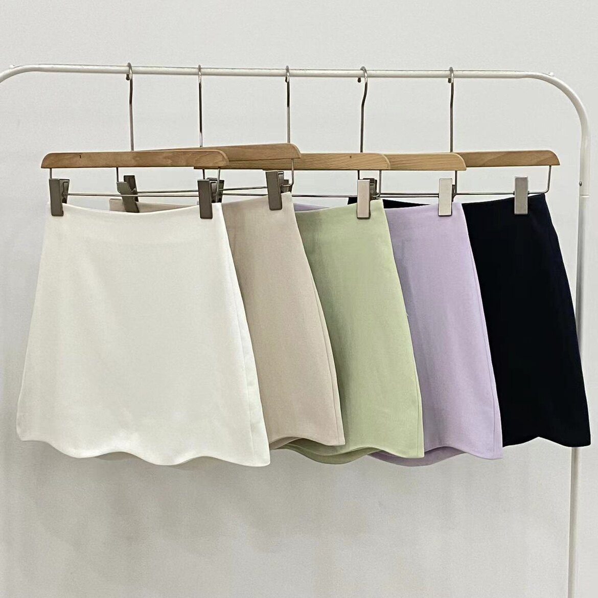 ACE Korea time Renauny 2022 spring summer style women's dress new fashion name Yuanyuan Fan pure color A character high waist and half body dress