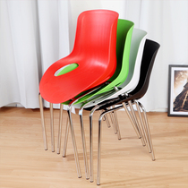 Backrest chair Household commercial electroplated dining chair Simple casual adult canteen fast food plastic backrest stool