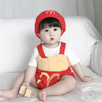 In red infant spring and autumn clothing female sweater vest triangle and asshole hacking gas