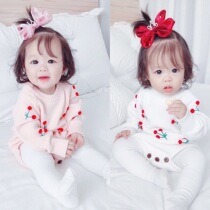 Baby Spring and Autumn Sweater Pure Cotton Ruby Gas Knitting Connector Embroidery Triangle Backing Clothing Clothes