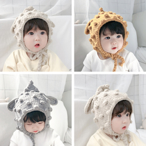 In Korea hand knitting children knitting hat warm ball bullet rabbit ear baby hair cap
