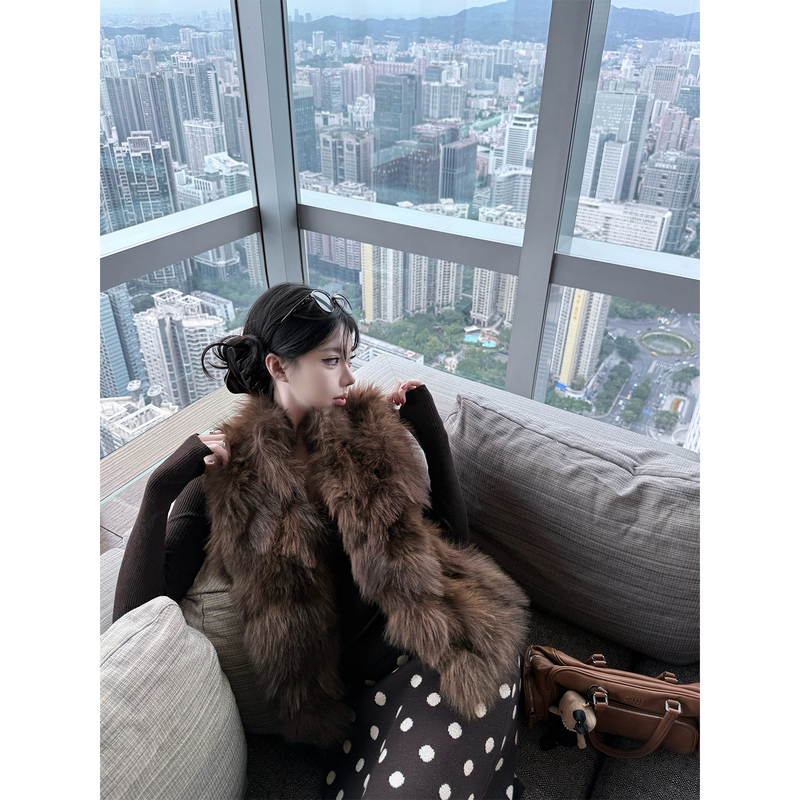 Laareetoo Brown Stand-Up Collar Eco-Friendly Faux Fur Women's Versatile Faux Fox Fur Vest Autumn and Winter Fur Coat Laareetoo Brown Stand-Up Collar Eco-Friendly Faux Fur Women's Versatile Faux Fox Fur Vest Autumn and Winter Fur Coat