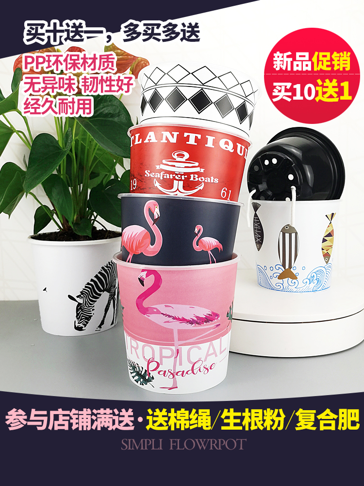 Automatic water-absorbing flower pot Net red ins wind Golden Ge special meat plant large free watering Nordic indoor lazy pot