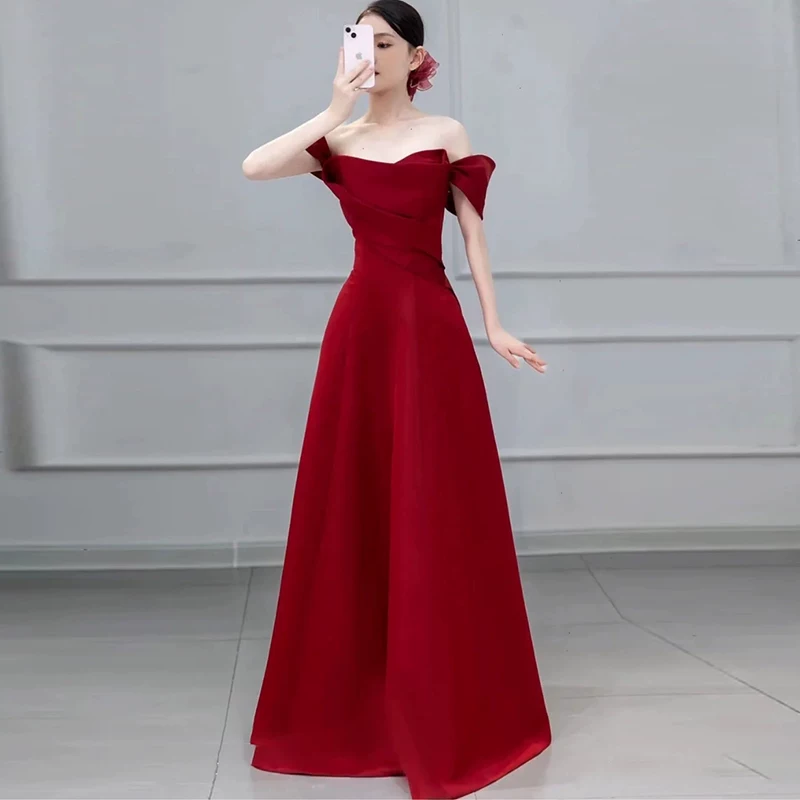 Бордовое вечернее платье для беременных, свадебное платье невесты, открытые плечи, плюс размер
