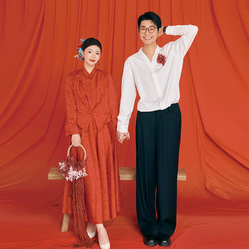 Plus Size Wedding Dress, Chinese Style Wedding Dress, Engagement Dress, Skirt, Fat Girl Wedding Suit, Cheongsam, Maternity Dress to Cover Belly, Autumn and Winter