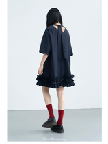 (5.31 new product) Tibetan and Flower spring and summer design lace back short-sleeved loose dress