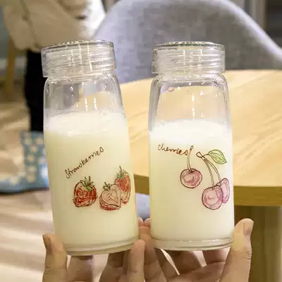 Simple glass with tea separator filter Portable men and women lemon student water cup Small fresh cup tea leakage heat-resistant