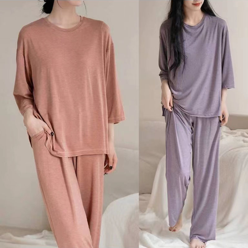 Artisanal Cup Style 3.0 Women's 7/8 Sleeve Long Pants Cashmere Protein Modal Soft Plus Size Pajama Set