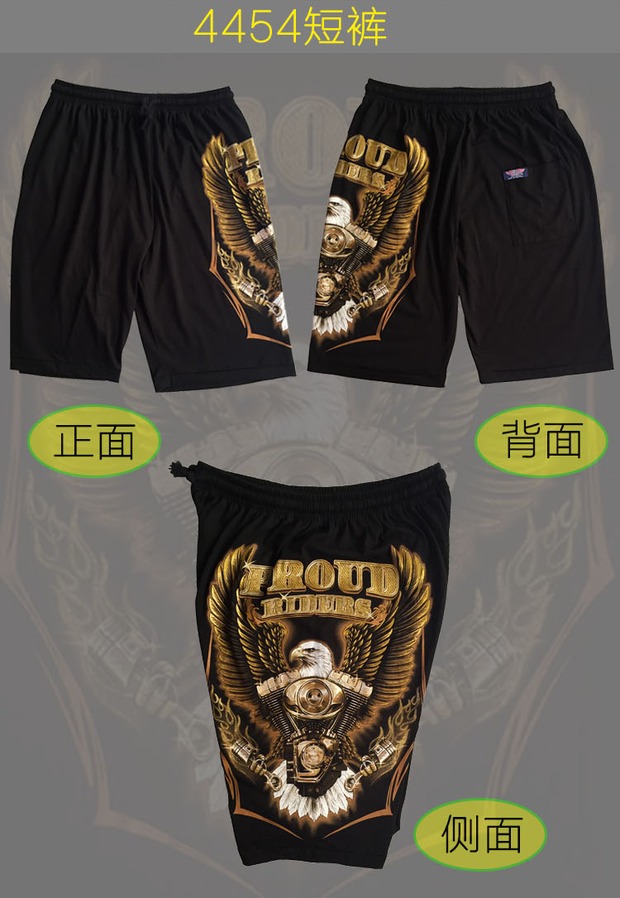 Thái Lan nhập khẩu ROCK EAGLE Eagle Harley đầu máy quần short cotton mùa hè cho nam quần jean nam ống rộng
