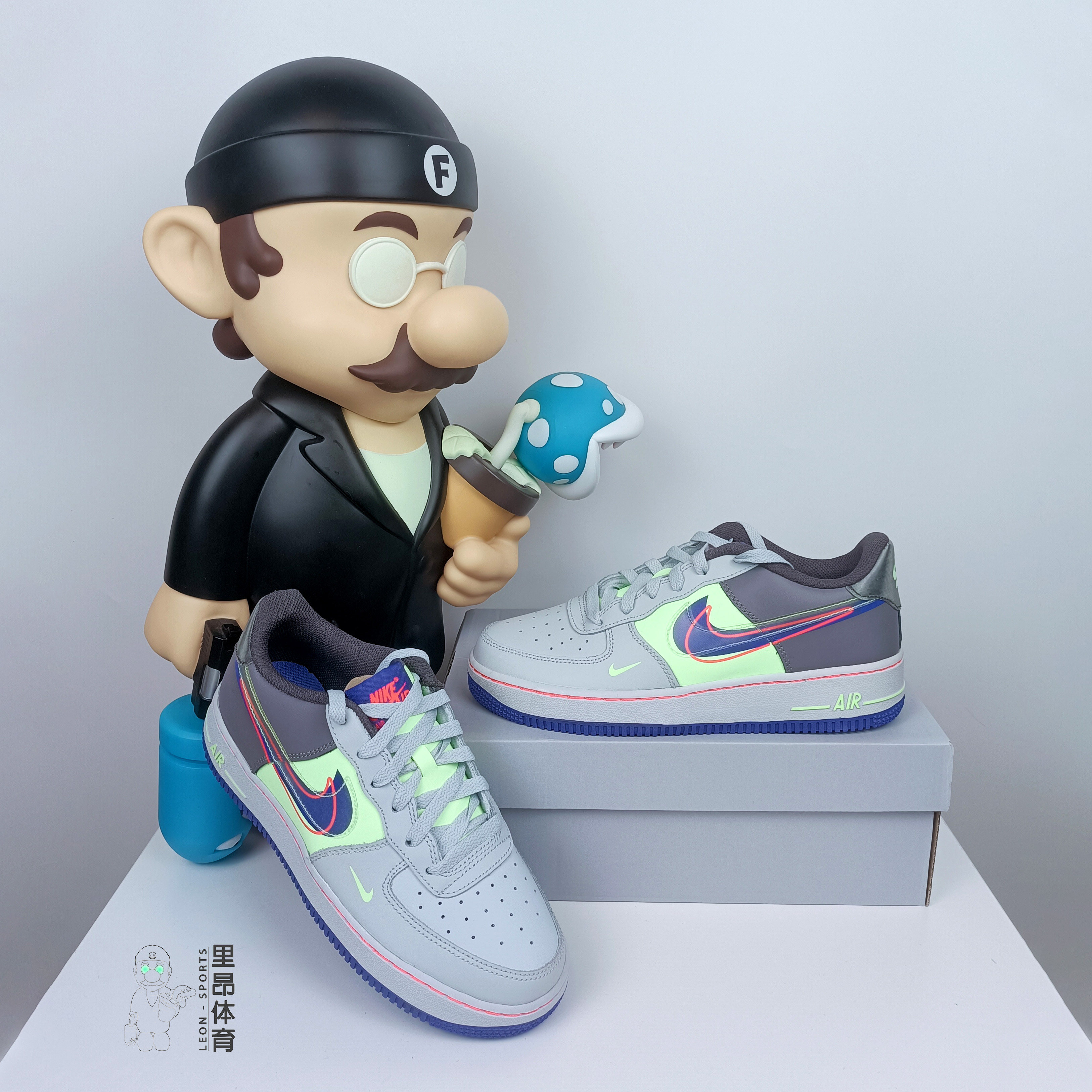 Lyon Sports Nike Air Forec 1 Air Force One White Gray Women's Low Top Sneakers CT1628-001