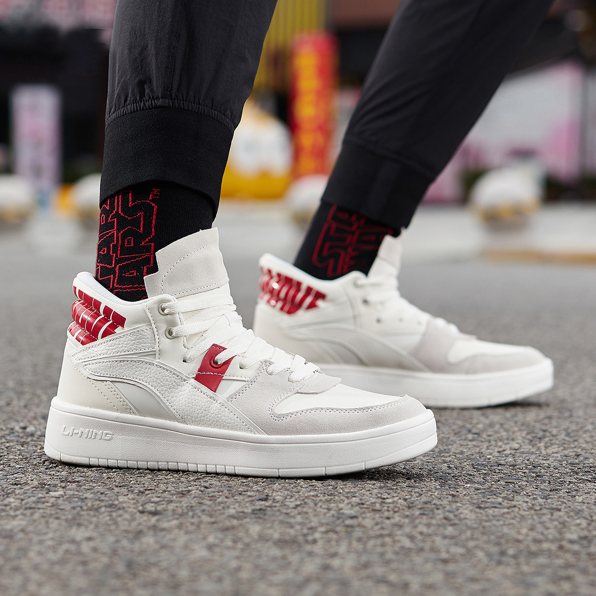 Li Ning Casual Shoes Men 2022 Spring Summer Air Force One High-cylinder but I Shoes Little White Tide Shoes Sports Shoes