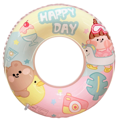 Милый розовый мультяшный надувной плавательный круг для младенца, популярно в интернете, увеличенная толщина