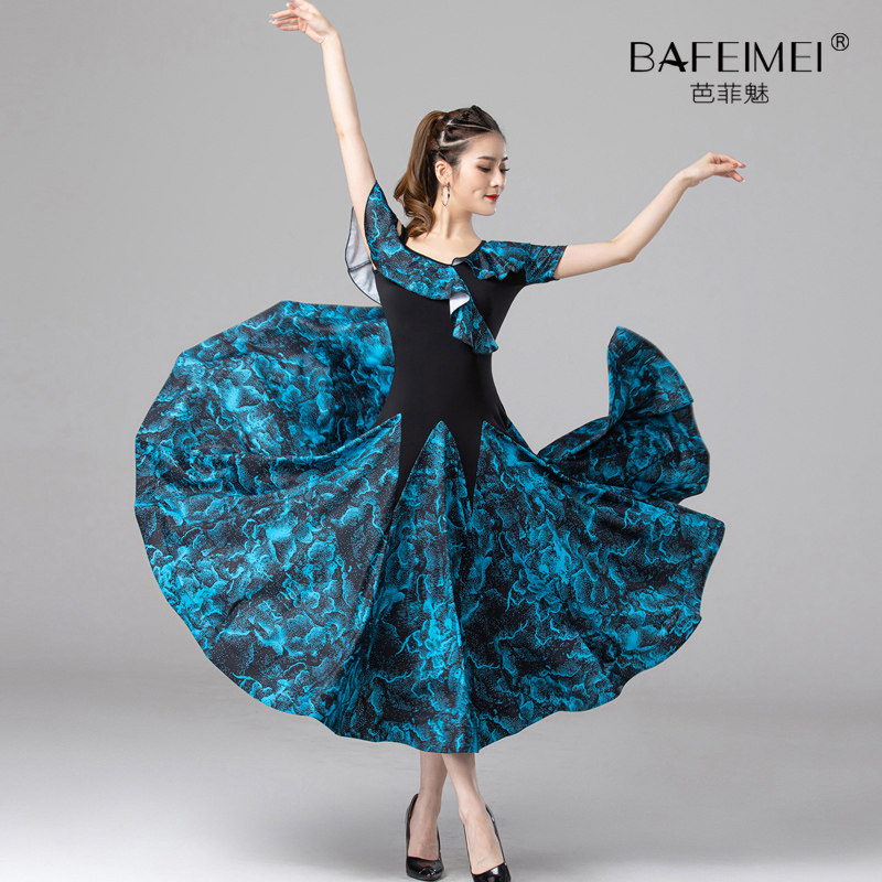 Latin Dance Dress Summer New Morden Dance Waltz National Mark Dance Practice Dresses Great Swing Dress Practice Competition Performance Wear