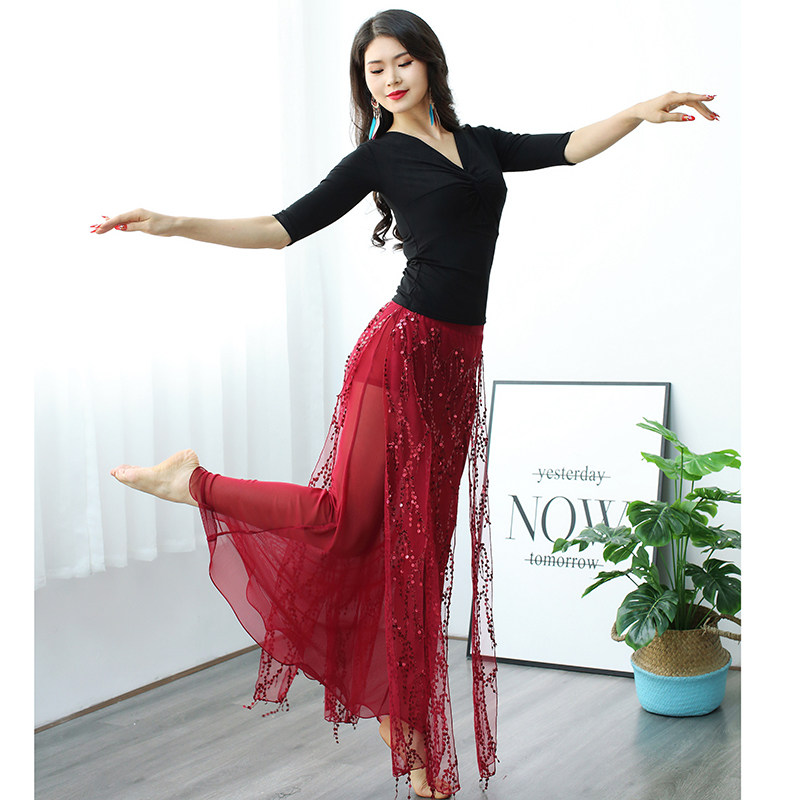 Bafi Charm Belly Dance Practice New Sexy Mesh Tassel Long Dress Beginners Female Performance Group Clothing