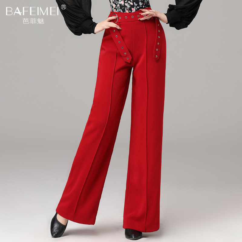 Latin Morden Dance Pants 2022 New High Waist Straight Drum Waltz National Mark Dance Competition Dancing Social Dance Performance Pants