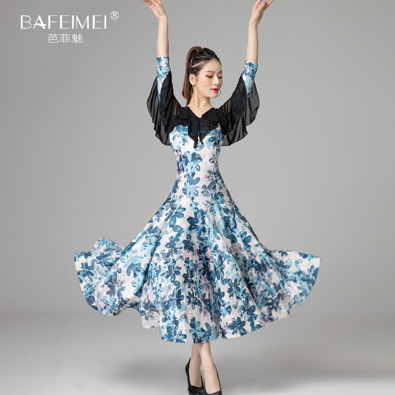 Ballet Phantom New Morden Dance Dress Fall National Mark Dance Waltz Big Swing Dress Latin Dance Practice Competition Performance Wear