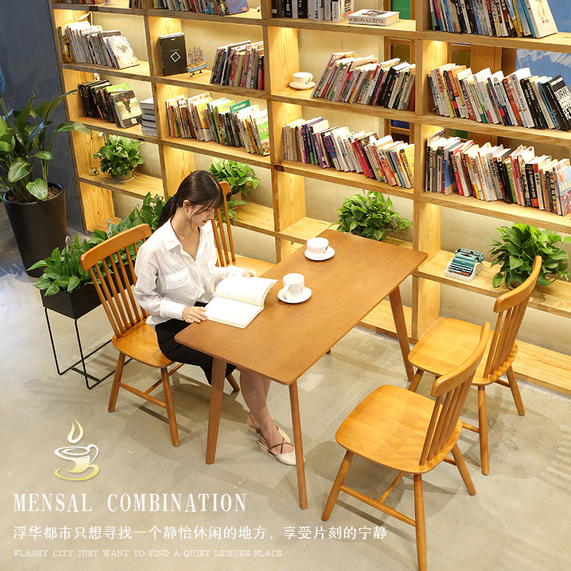Modern minimalist coffee shop tables and chairs Windsor chair milk tea shop one table 2 chairs four chairs clear bar seat reception chair