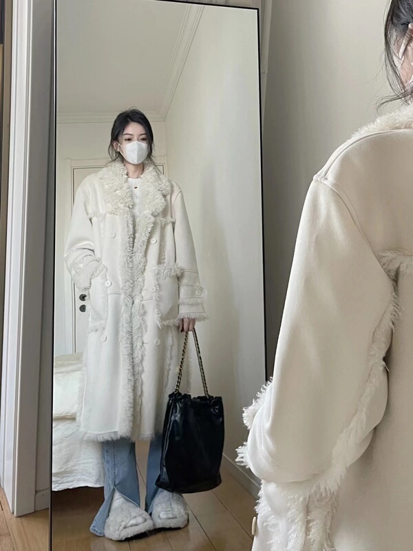 2025 Autumn/Winter New Style Fur-Integrated Eco-Friendly Fur Coat Women's Lamb Wool Plush Long Coat Reversible Off-Season