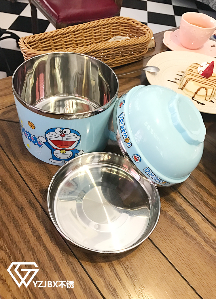 Bát mì ăn liền bằng thép không gỉ 304 có nắp lớn Nhật Bản dễ thương hoạt hình tô mì ăn liền hộp sinh viên hộp cơm trưa - Hộp cơm điện sưởi ấm hộp com giữ nhiệt cắm điện