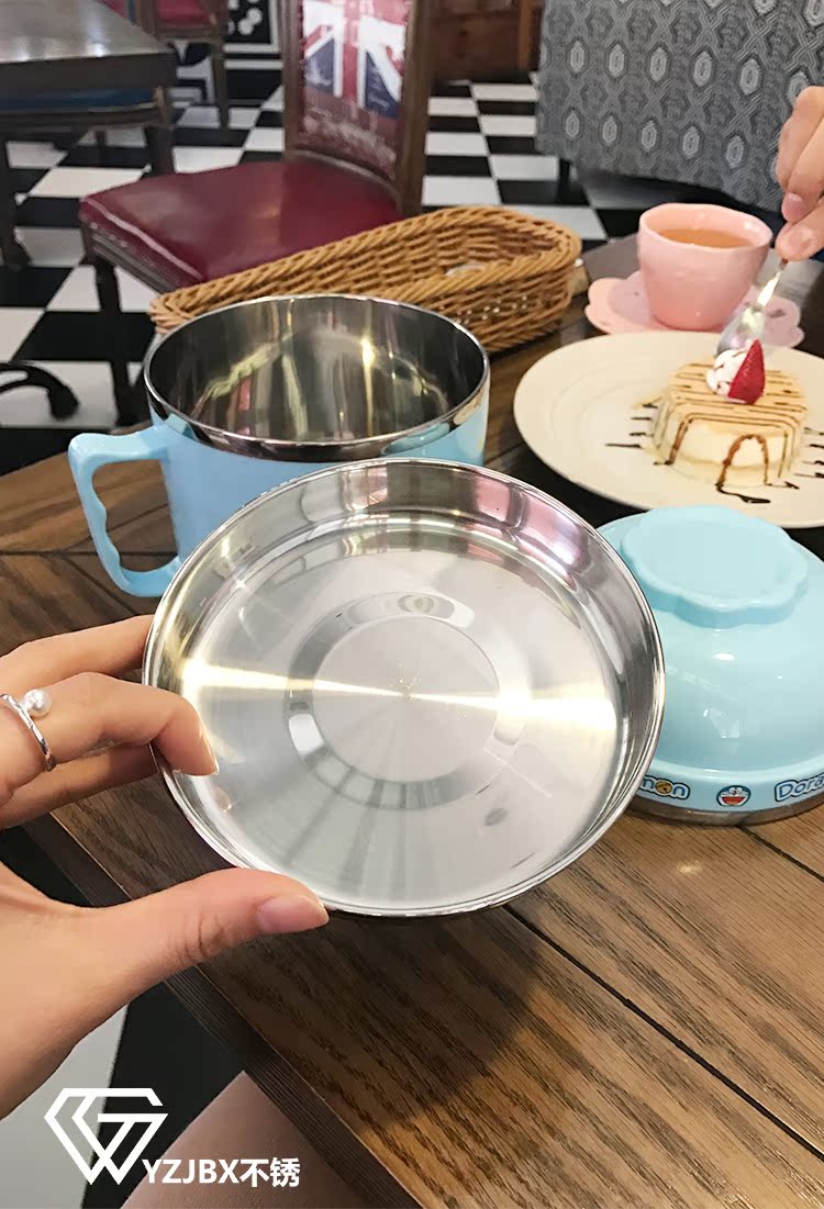 Bát mì ăn liền bằng thép không gỉ 304 có nắp lớn Nhật Bản dễ thương hoạt hình tô mì ăn liền hộp sinh viên hộp cơm trưa - Hộp cơm điện sưởi ấm hộp com giữ nhiệt cắm điện