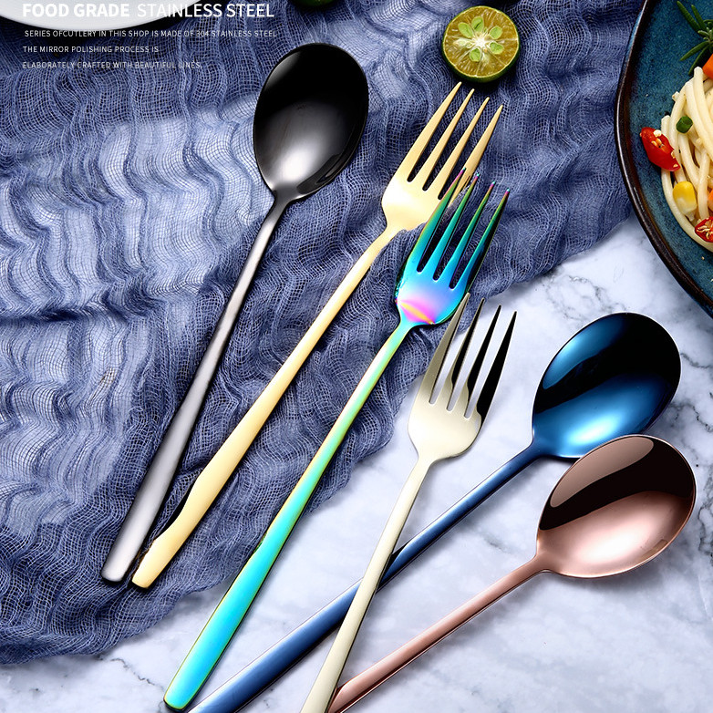 304 Stainless Steel Knife Fork Spoon Chopstick Suit Western Dining Cutlery Steak Knife Fork Spoon Three Sets Home Chopsticks Tableware Complete-Taobao