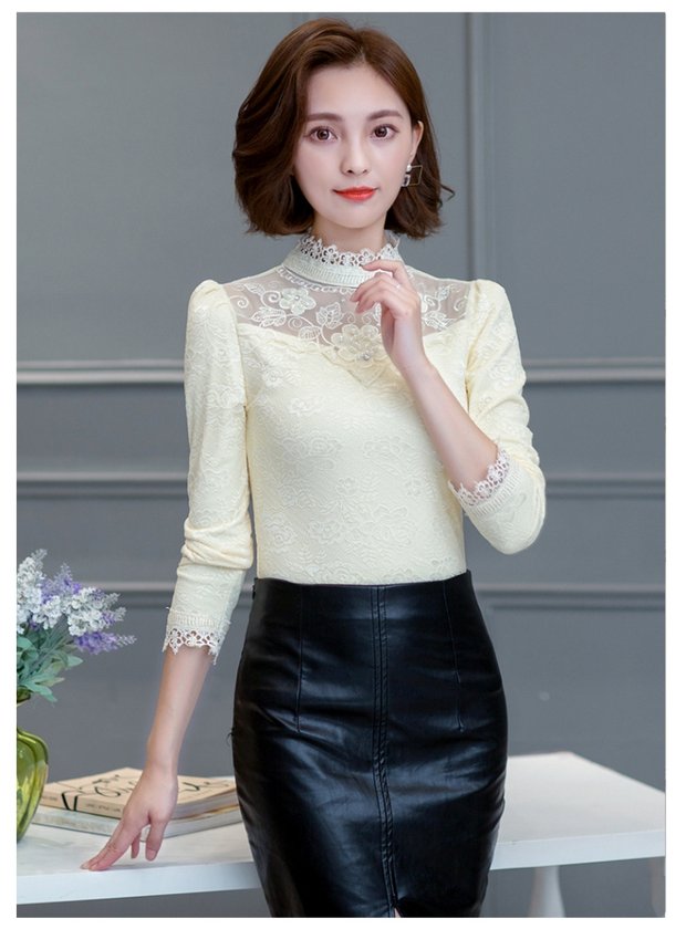Mùa đông cộng với nhung dày đồ lót nữ hàng đầu đôi cao cổ áo dài tay áo ren đáy áo mỏng có thể mặc quần giữ nhiệt nam