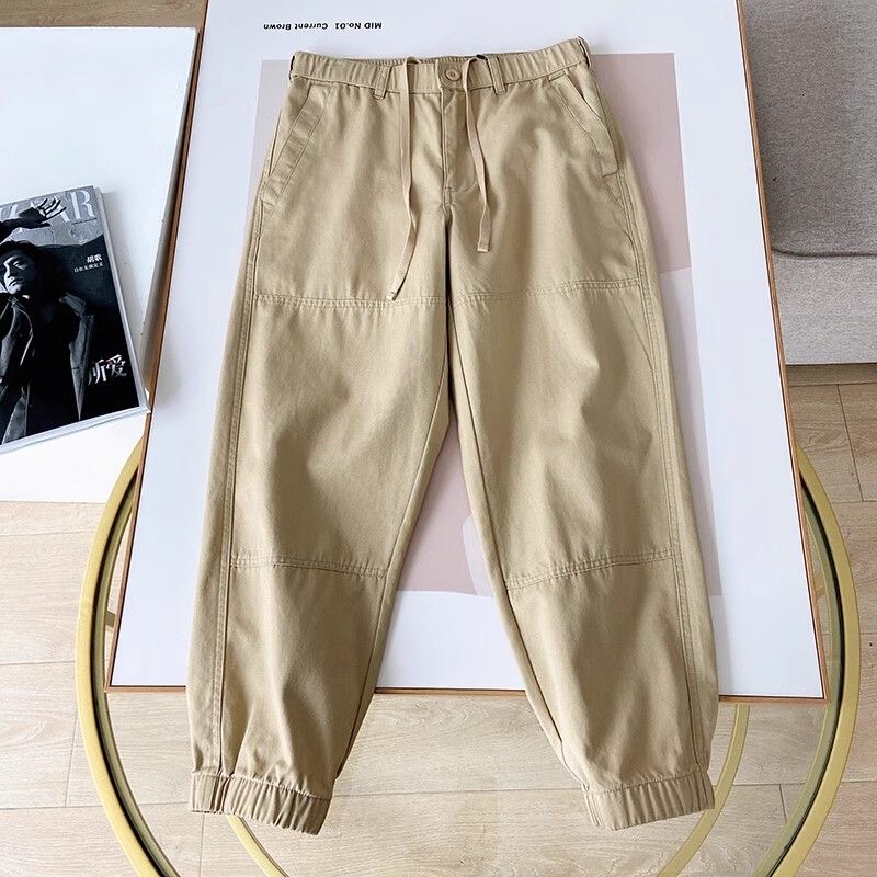 The Pants Are so Stylish! Jogger Pants! 2025 Cotton Washed Woven Fabric! Spring and Autumn Loose Men's Cuffed Casual Pants Trendy