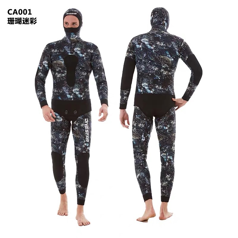 Wetsuit Men's 3 5 7mm split camouflage snorkeling surfing suit Fishing and hunting suit cold and warm winter swimsuit fishing suit