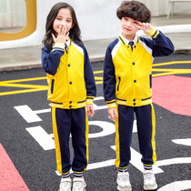 Kindergarten school uniforms Spring and Autumn Set Primary School Class Clothes Yellow English Style Childrens Sports Garden Clothing Customized Autumn and Winter Clothes