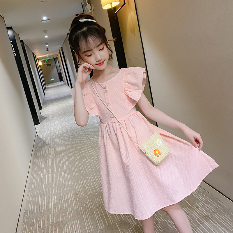 Girl Summer Dress Foreign Dress 2020 New Korean Version Children Summer Princess Dress 8 Little Girl Net Red Cotton Fabric Skirt 9