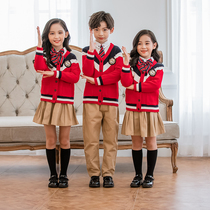 Spring and Autumn kindergarten yuan fu childrens games in class uniform knitted five sets of primary and middle school students in British autumn and winter uniforms